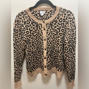 J Crew cheetah print crew neck sweater